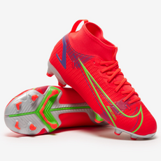 나이키 주니어 축구화 키즈 머큐리얼 슈퍼플라이8 아카데미 FG(브라이트크림슨 실버)