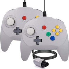 엑박패드 게임패드 무선 PC 새 버전 N64 컨트롤러용 2 팩 64 플러그 앤 플레이용 인넥트 게임 조이스틱 비 USB 일본, 2개, 1)Grey
