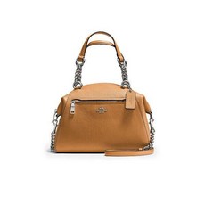 $325 Coach 59501 Chain Prairie Leather Satchel Light Sadde Brown