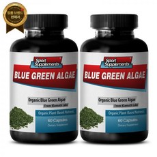 Sport Supplements 콜레스테롤 보충제 - 유기농 블루 녹조 500mg 120캡슐 2병, 2개, 60정