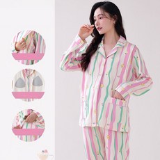 겨울 임산부 내의 상하의 세트 순면 실내복 수유 내의 세트 임산부 내복 상의 + 하의 YJW
