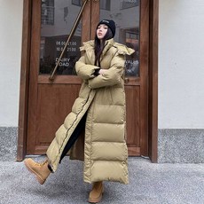 발목까지 내려오는 A라인 점퍼 롱패딩 루즈핏 맥시, 1개, 블랙 L