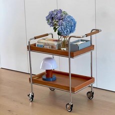 Camino Studio 원목트롤리 이동식 다이닝카트 2단웨건, 우드