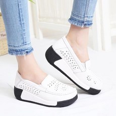 여성봄가을키높이가죽통굽구두