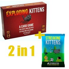 보드게임 폭발하는 새끼 고양이 가족 파티 전략 테이블 게임 재미있는 성인 보드 장난감 멀티 플레이어 카드 휴일 선물에 적합, 2 in 1 2