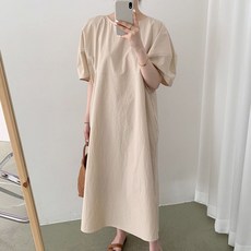 2021 여성 루즈 캐주얼 롱 드레스 단순 솔리드 컬러 맥시 드레스 a 라인 캐주얼 Vestidos 반소매 여름 통근 더 얇은|드레스|