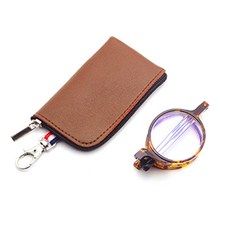 노안 독서용 무도수 돋보기안경테 휴대용 접이식 원형 사각 안경테 파우치 세트