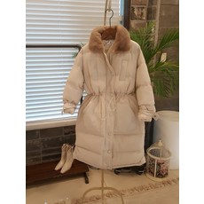 털 카라 허리 스트링 롱패딩