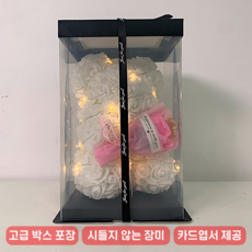 뮤트로 플라워베어 장미 곰돌이, 1개, 화이트