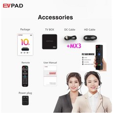 한국 일본 EVPAD 10P TV 박스 2023 핫 셀러 아시아 셋톱 6P 10S 2GB32GB 업데이트 4GB, 01 10P 4G 64G MX3_01 미국