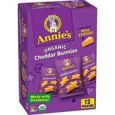 [미국 직배송]애니스 오가닉 체다 버니 베이크 크래커 12팩입x28g Annie's Cheddar Bunnies Baked Snack Crackers, 28g