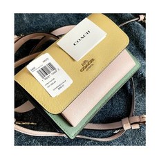 코치 파스텔 컬러블록 크로스바디 또는 벨트 백 지갑 폴드오버 스몰 핸드백 가방 시그니처