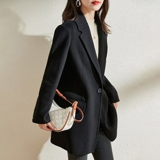 밀크봉봉 여성 세미정장 루즈핏 날씬해보이는 모직 자켓
