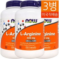 Now Foods 나우푸드 엘 아르기닌 500mg 250 캡슐 3병 아미노산, 250정