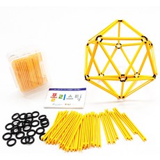 에듀카코리아) 폴리스틱 60 (4색 중 택 1) Poly Stick 60 Block - 링과 스틱으로 창의력을 발휘해 보자!!, 노랑