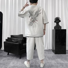 린넨7부남성오버핏세트