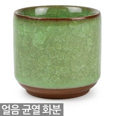 얼음 균열 다육이화분 노랑 - 미니화분 다육화분 화분 다육이 선인장 다육 소형화분 식물 세라믹 고급화분 유리균열 인테리어 이쁜화분 원형, 02_Sein_얼음균열화분-연녹색B
