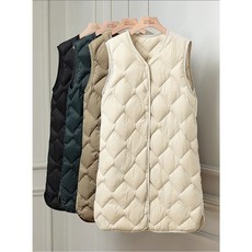 유니클로 탑텐 대체 여성 다이아 퀼팅 오리털 경량 패딩 롱조끼 간절기 덕다운 베스트