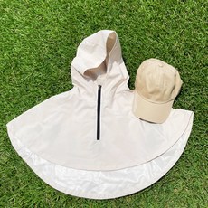 비비 레인 케이프 스커트 레인후드 우비 비오는날 야외스포츠 우천골프, 베이지, 1개 베이지, 1개