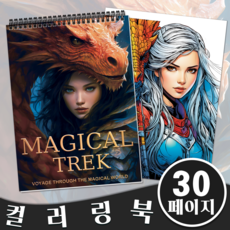 마법 같은 여행 테마 어른 색칠공부 컬러링북 고급 색칠하기 책 색칠 그림책 취미생활 컬러링 아트 활동 스트레스 해소 색칠하기 성인용 컬링북, MAGICAL TREK