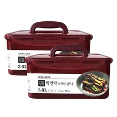 락앤락 플라스틱 직사각 원핸들 김치통 HPL890WN, 3.6L, 2개