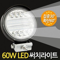 ETSHOP 12V-80V프리볼트 60W LED써치라이트 원형 집중확산형 작업등 안개등 후미등 후진등 집어등 해루질 화물차 자동차 모든차량연결가능 60Wcircle3060, 1개