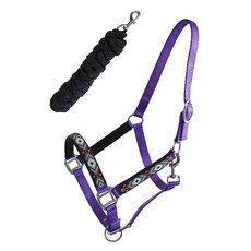 CHALLENGER Cob Nylon Beaded Neoprene Padded Adjustable Halter w/Lead Teal 606175TL-C, Purple