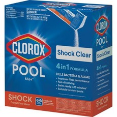 욕조세정제 소독 화장실 물때 Clorox Pool & Spa Shock Clear Crystal 수영장 물용 15분 안에 수영 준비 비닐 풀장에 적합(6팩)