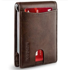 RUNBOX 미니멀리스트 돈 클립 RFID 차단 프론트 포켓 레더 멘스 지갑 남성용 슬림 지갑