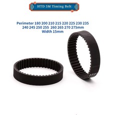 HTD 타이밍 벨트 피치 5mm 주변 180 200 210 215 220 225 230-275mm 너비 15mm 폐쇄 고무 드라이브, 5m-200-15mm, 1개, 1개