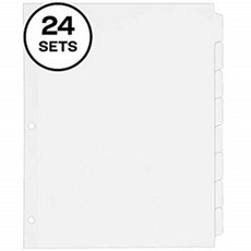 Avery 8-Tab Binder Dividers Write-On Plain Tabs 24 Sets (11507) White