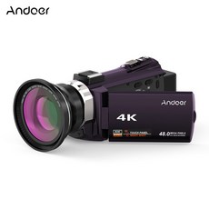 Andoer 4K 초 고해상도 디지털 비디오 카메라 48MP 픽셀 IR 나이트 비전 WiFi 연결 브라운, 커피