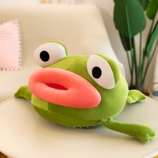 귀여운 개구리 인형 수면 침대 허그 쿠션, 짙은 녹색_35cm