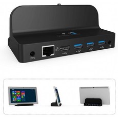 geyumaoyi 도킹 스테이션 Surface Pro3/4 Surface Book/Surface Pro/Laptop(검은색)용 USB 포트 4개가, 단일상품, 단일상품