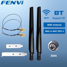 AX210 무선랜카드 FENVI 2PcsX6Dbi 안테나 세트 NGFF M2 WiFi 카드 245GHz 듀얼 밴드 MHF4 연장 케이블 RPSMA