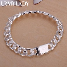 여성은팔찌 실버 URMYLADY 925 팔찌 참 10MM 체인 남성 여성 결혼 공장