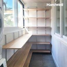 하드웰 시스템 벽선반 3단 높이 100cm 세탁실 벽걸이 원목, 3단 높이100cm(상판:90x35cm), 우드 상판