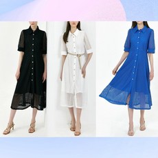 스테파넬 아일렛 롱 펀칭 반소매 여름 원피스