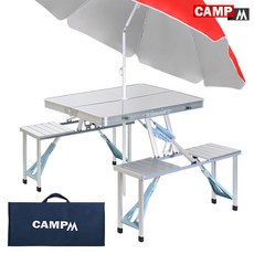 CAMPM 캠핑 테이블 세트 높이조절 접이식 용품 야외 일체형 초경량 미니 간이 폴딩 휴대용 식탁 보조 좌식 이동식 낚시 좌판 알루미늄 캠핑테이블 CTM-09853125-12, 그레이-의자일체형, 1개
