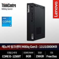 [레노버] ThinkCentre M80q Tiny Gen3-11U10000KR [i5-12500T/8GB/256GB/FD] 기본제품