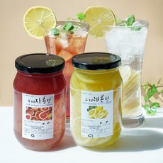 1+1 첨가물없는 수제과일청 500g 레몬청+자몽청, 1개, 500ml