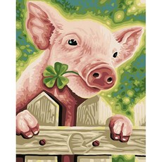 행운을 주는 돼지 (캔버스) 보석십자수 40x50, 단품, 색상:[색상]본상품