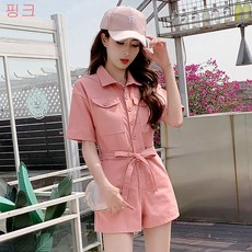 MOLY 여성 여름 반소매 점프슈트 J820