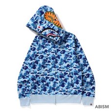 일본 베이프 BAPE 정품 샤크 카모 풀 집업 후드 블루