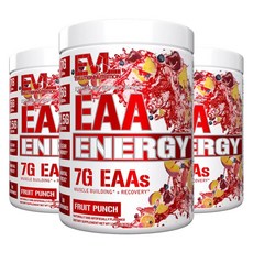 EVLUTIONNUTRITION EAA 에너지 필수아미노산 프루트 펀치 맛, 3개, 357g