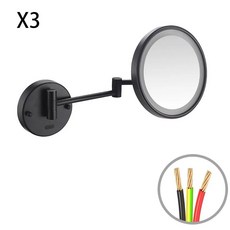 거울 단면 LED 메이크업 거울 욕실 벽걸이 접이식 화장대 확대경, X3 5