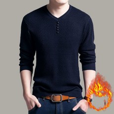 FANSYLI 남자 봄가을 브이넥 긴팔티셔츠 패션 슬림니트 중년남성 얇은 이너티셔츠 W8ALL10