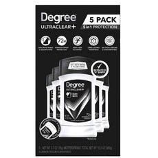 [미국직배송]디그리 맨 데오드란트 5 in1 블랙앤화이트 Degree Men UltraClear+ Antiperspirant Deodorant, 5개, 76g