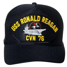 미국 해군 USS 로널드 레이건 CVN-76 슈퍼캐리어 선박 엠블럼 패치 모자 네이비 블루 야구 모자