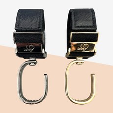코코엔젤 프리미엄 유모차 걸이 2P 회전형 스핀 가방 고리 홀더 악세사리, 2개, 펄 블랙